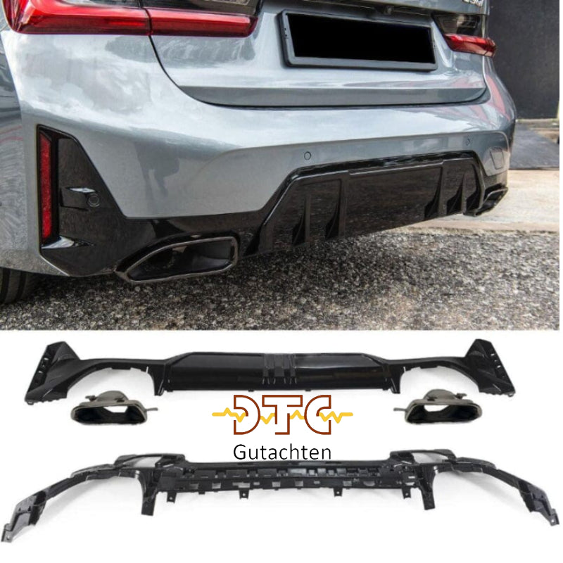 BMW 3er G21 LCI Diffusor + Auspuffblenden – Chrom M Paket